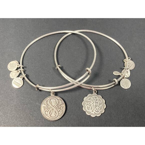 Pair Of ALEX AND ANI "Energy" Charm Bracelets Made In USA Silver - Picture 1 of 10